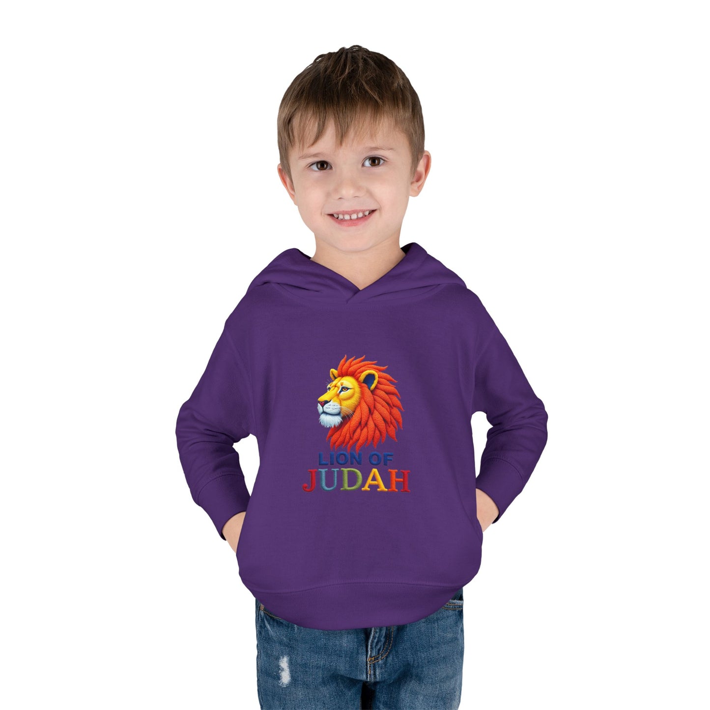 Lion of Judah Toddler Hoodie — Christian Kids Pullover with Colorful Lion Graphic