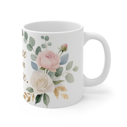 Grace Upon Grace Ceramic Mug — 11 oz Watercolor Floral Coffee Cup