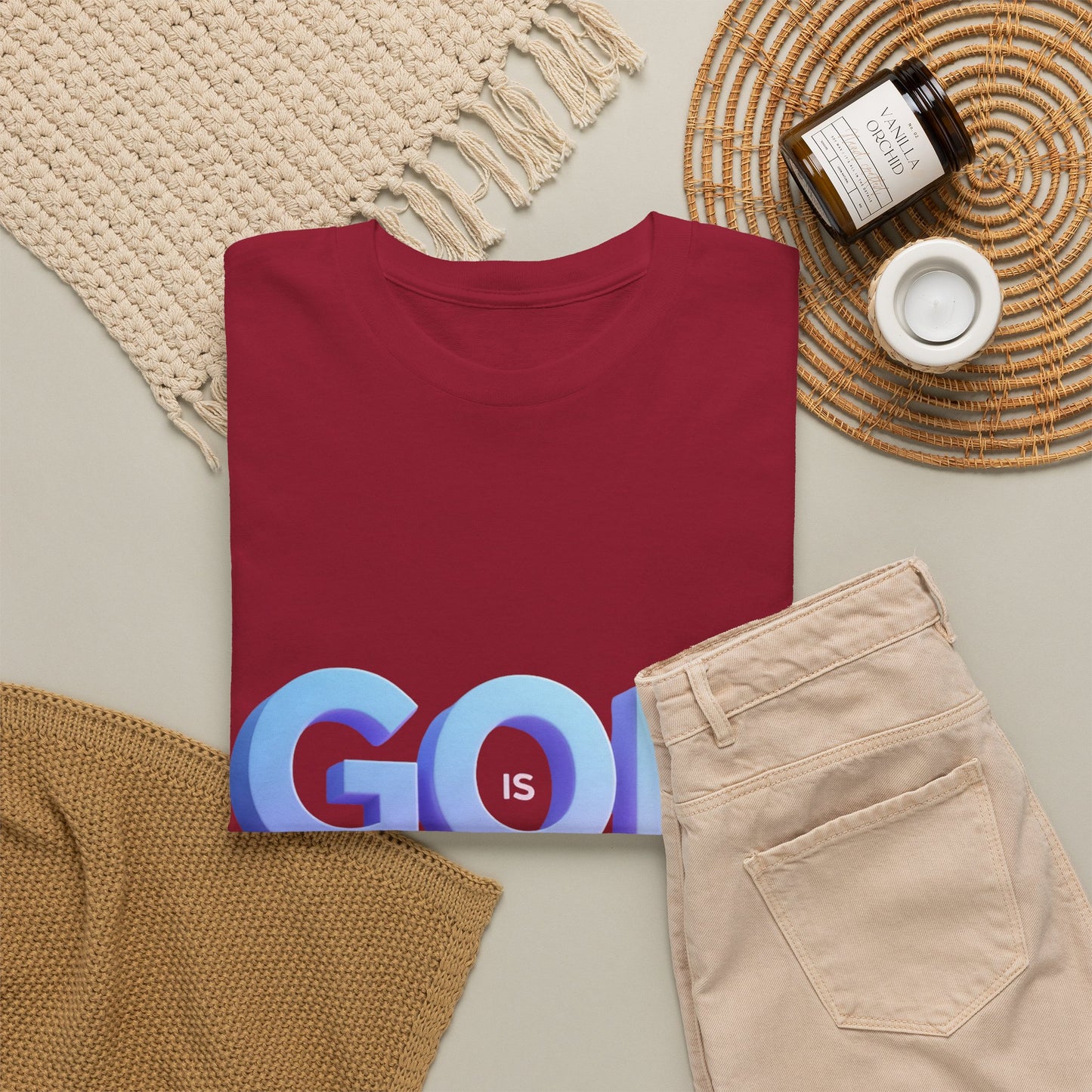 God Greater Gradient Tee — Soft Blue & Lilac Faith Shirt