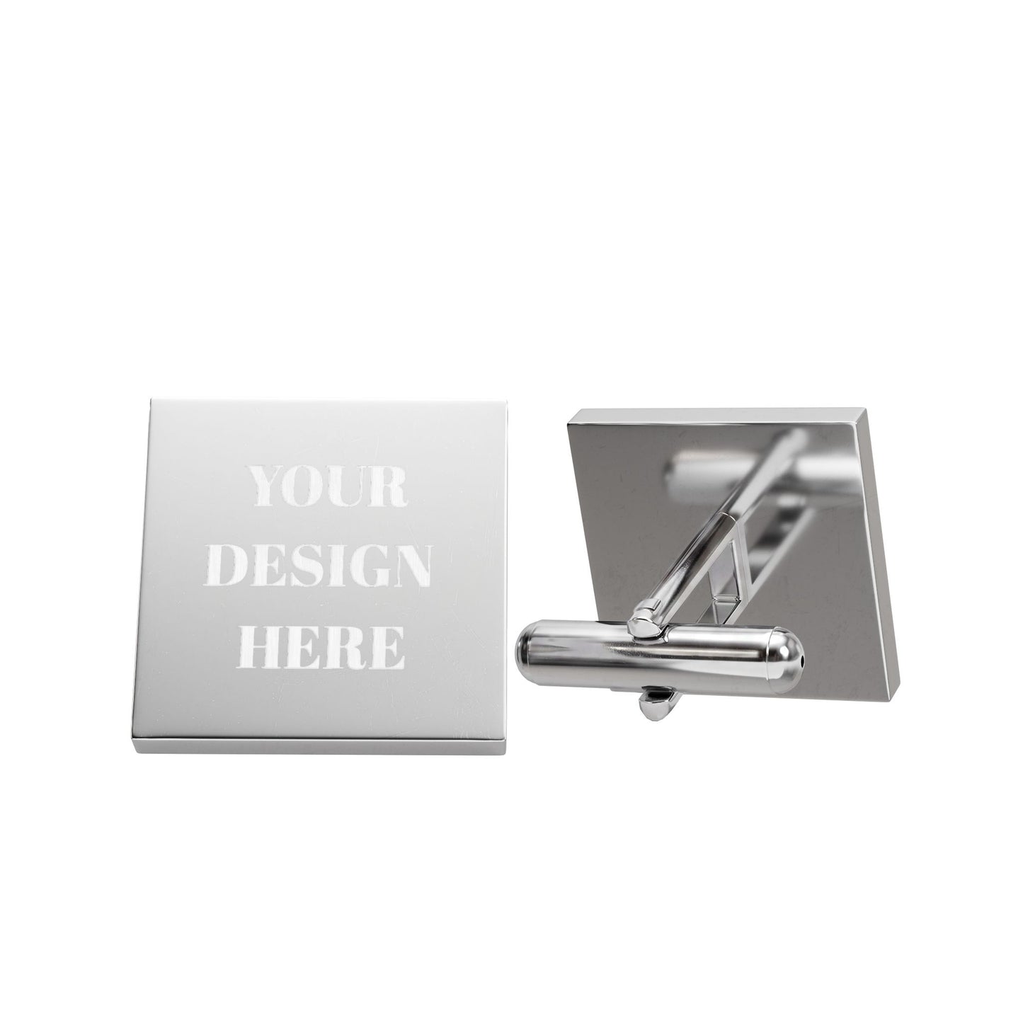 Gold Square Cufflinks — Custom Engraved Monogram & Text Options