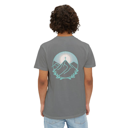 Pocket T-Shirt — Mountain Cross Back Graphic