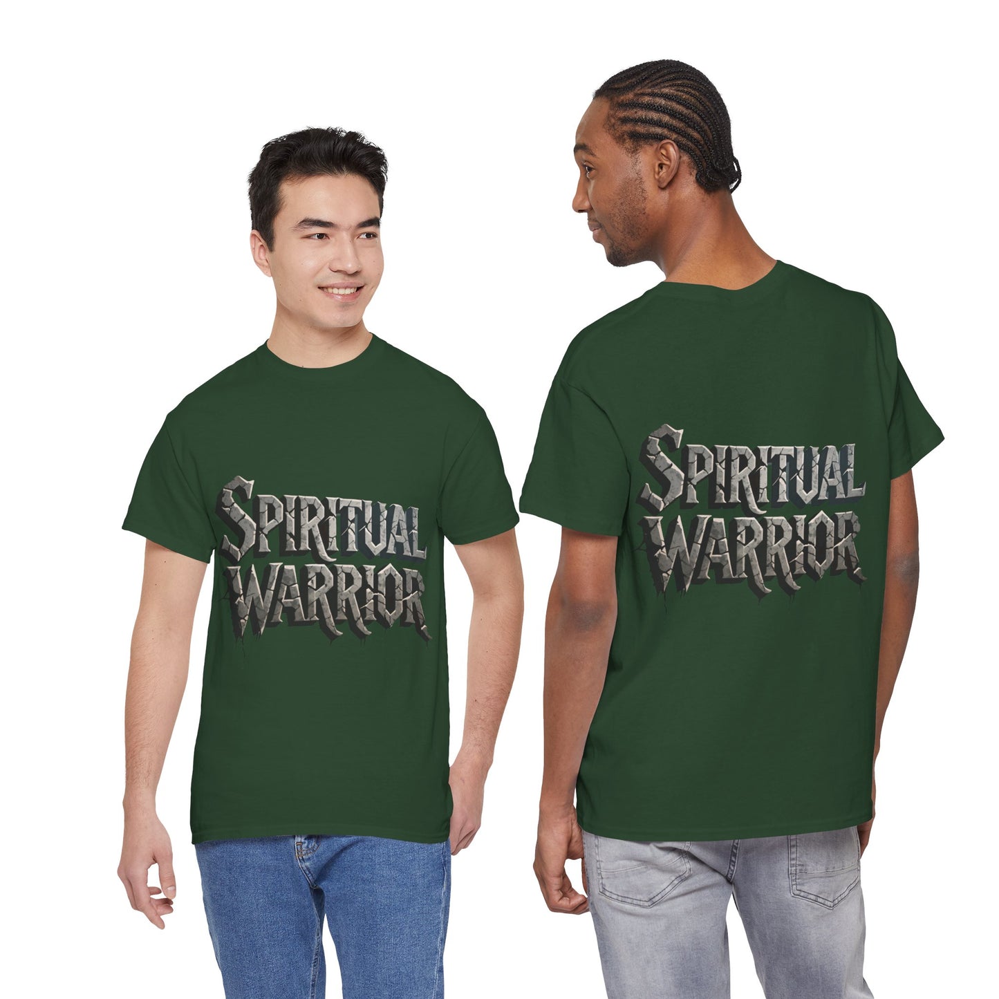 Spiritual Warrior T-Shirt — Gothic Lettering Faith & Strength Tee