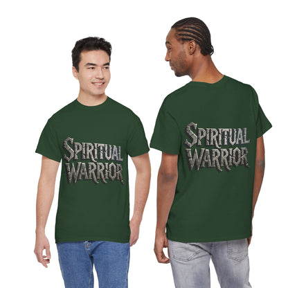 Spiritual Warrior T-Shirt — Gothic Lettering Faith & Strength Tee