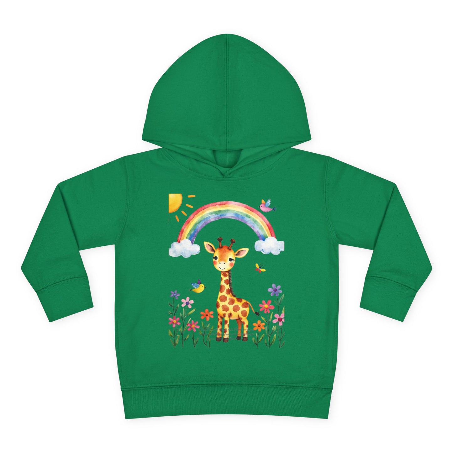 Toddler Hoodie — Giraffe Rainbow Floral Pullover