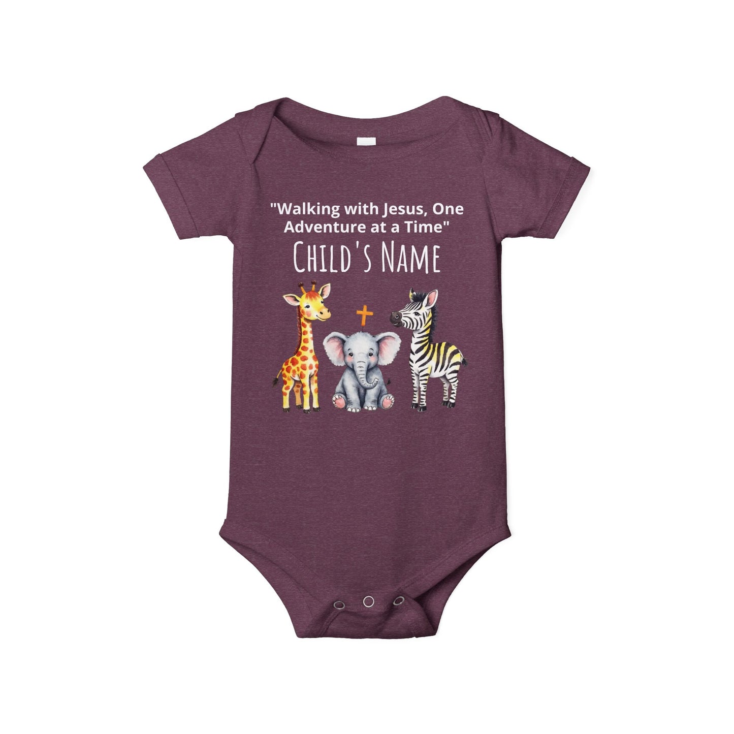 Cute Safari Trio Baby Onesie — Giraffe, Elephant & Zebra Infant Bodysuit