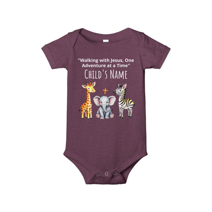 Cute Safari Trio Baby Onesie — Giraffe, Elephant & Zebra Infant Bodysuit