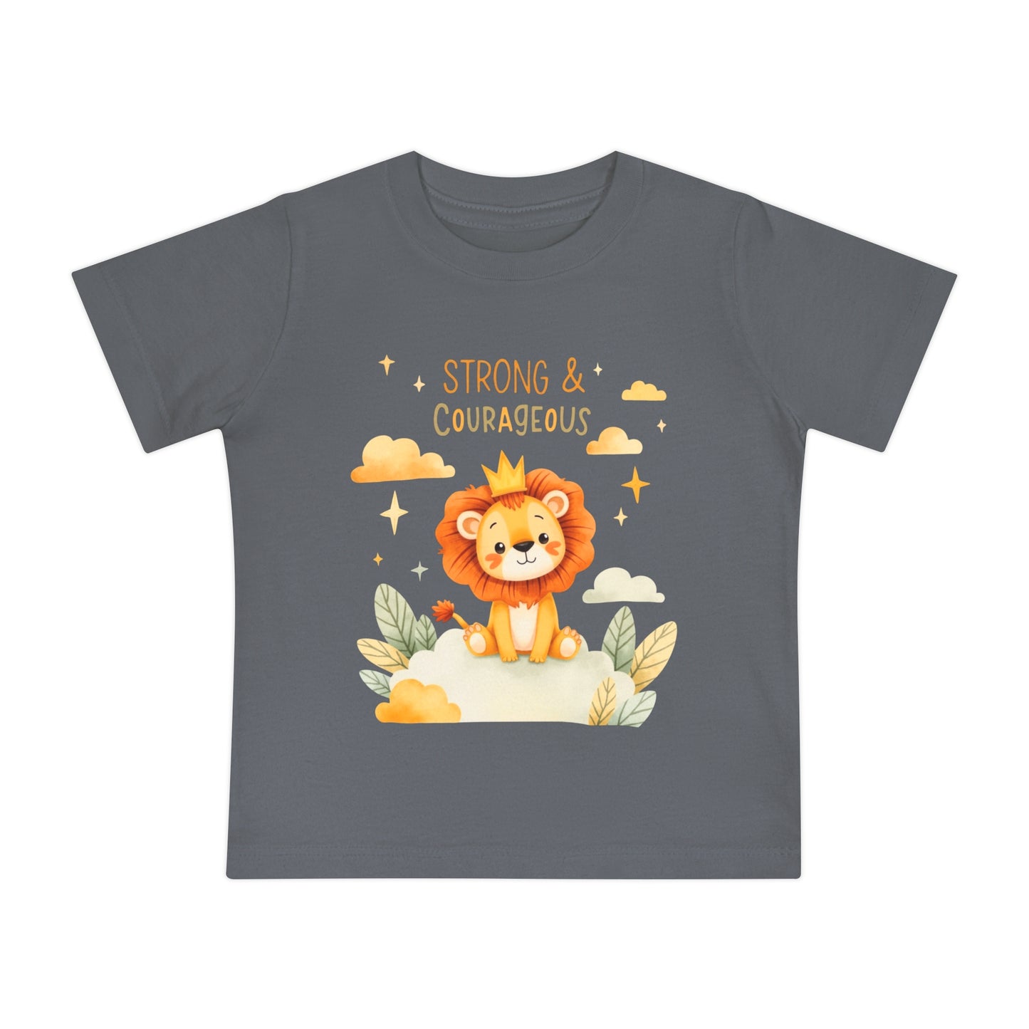 Strong & Courageous Lion Baby T-Shirt — Cute Nursery Tee for Baby Shower & Newborn