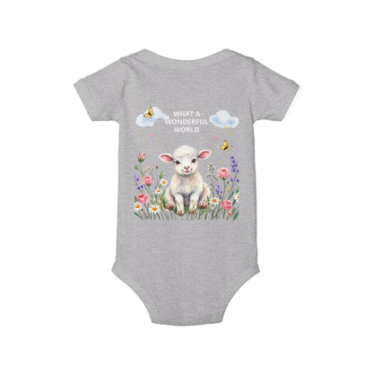 Infant Onesie - "God Made Me Special" Lamb Baby Bodysuit (What a Wonderful World)