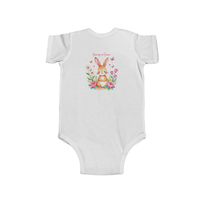 Infant Bodysuit — Cute Floral Bunny "Love You to Pieces" Newborn Onesie