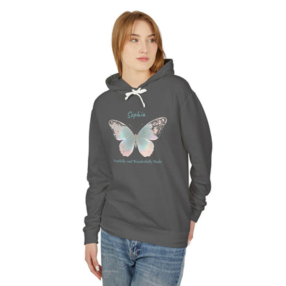 Butterfly Personalized Hoodie — Pastel Floral Butterfly Lightweight Hoodie