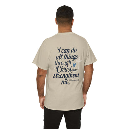Inspirational Christian T-Shirt - "I Can Do All Things Through Christ" Bible Verse Tee