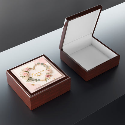 Jewelry Box - 'Love Never Fails' Floral Keepsake Box (Romantic Gift)