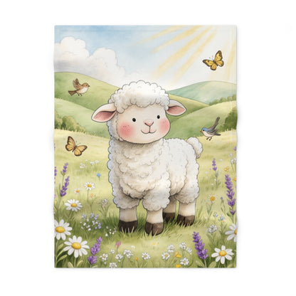 Cute Lamb Baby Blanket – Soft Fleece Nursery Throw for Newborns & Toddlers