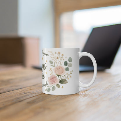Inspirational Christian Mug - "God Says You Are" Floral Scripture Coffee Mug (Jeremiah 31:3)