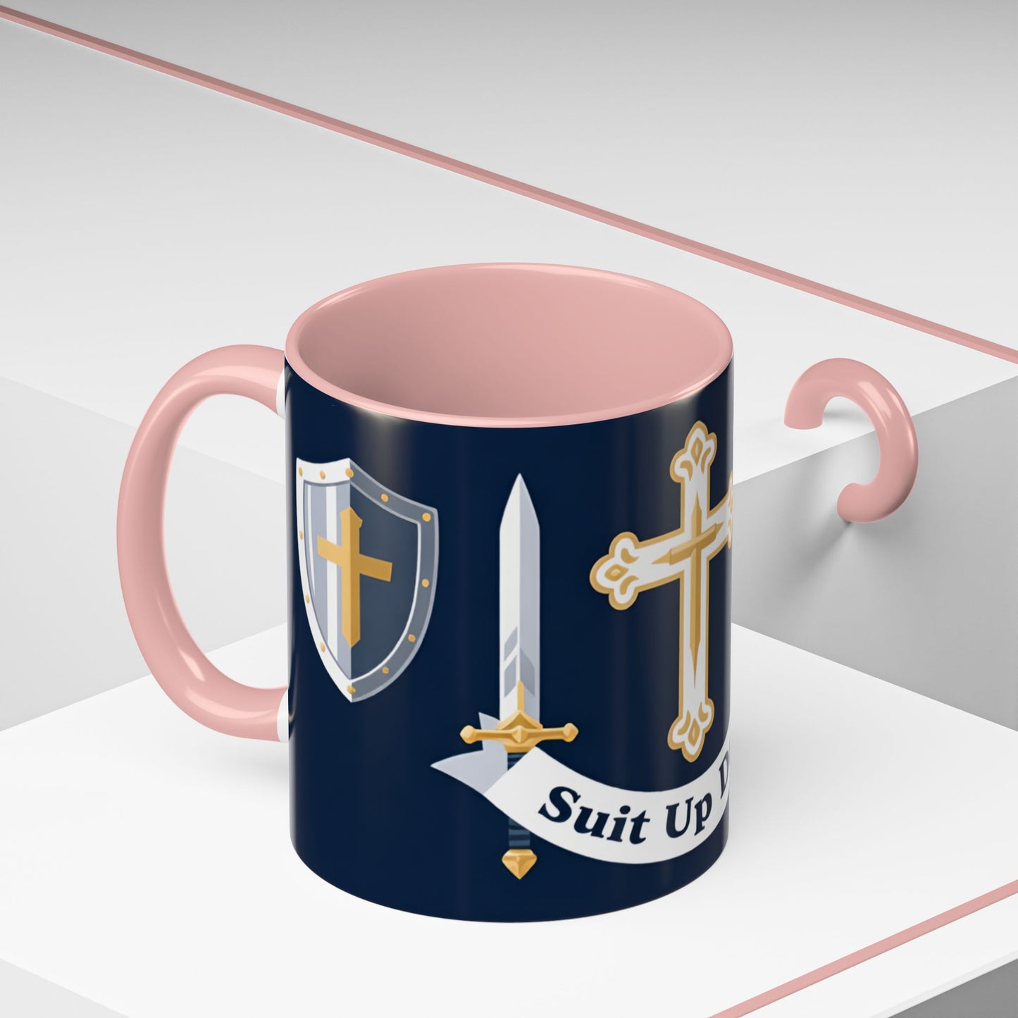 Christian Knight Coffee Mug — “Suit Up Daily” Accent Ceramic Mug