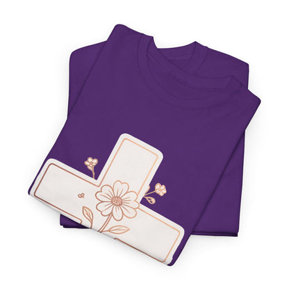 Floral Cross Tee — Delicate Bloom Christian T-Shirt