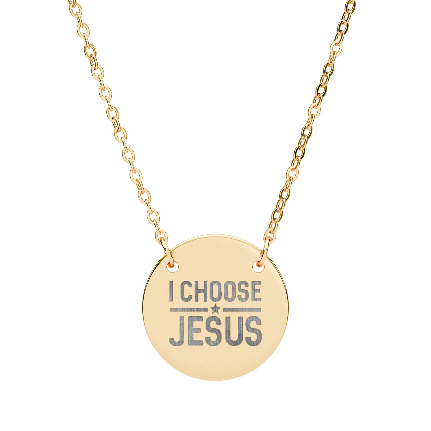 I Choose Jesus Circle Necklace — Engraved Christian Pendant