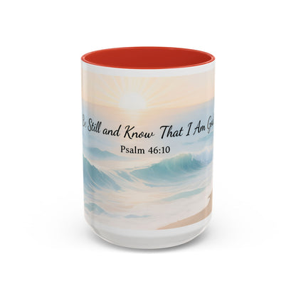 Psalm 46:10 Ocean Coffee Mug – "Be Still and Know That I Am God" Inspirational Ceramic