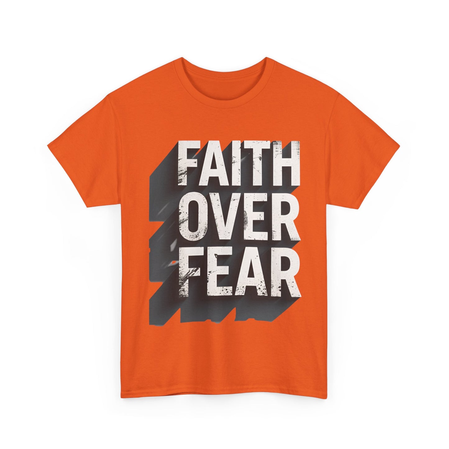 Faith Over Fear Cotton Tee — Distressed Inspirational Graphic