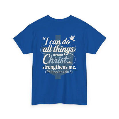 Philippians 4:13 Cotton Tee — "I Can Do All Things" Christian Prayer T-Shirt