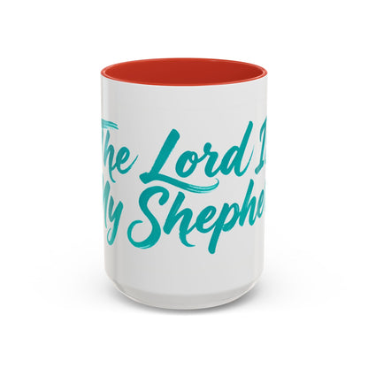 Scripture Accent Coffee Mug — Teal Hand-Lettered Encouragement (11/15 oz)