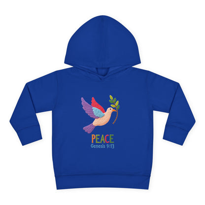 Toddler Hoodie — Colorful Peace Dove with Olive Branch & “PEACE Genesis 9:13”