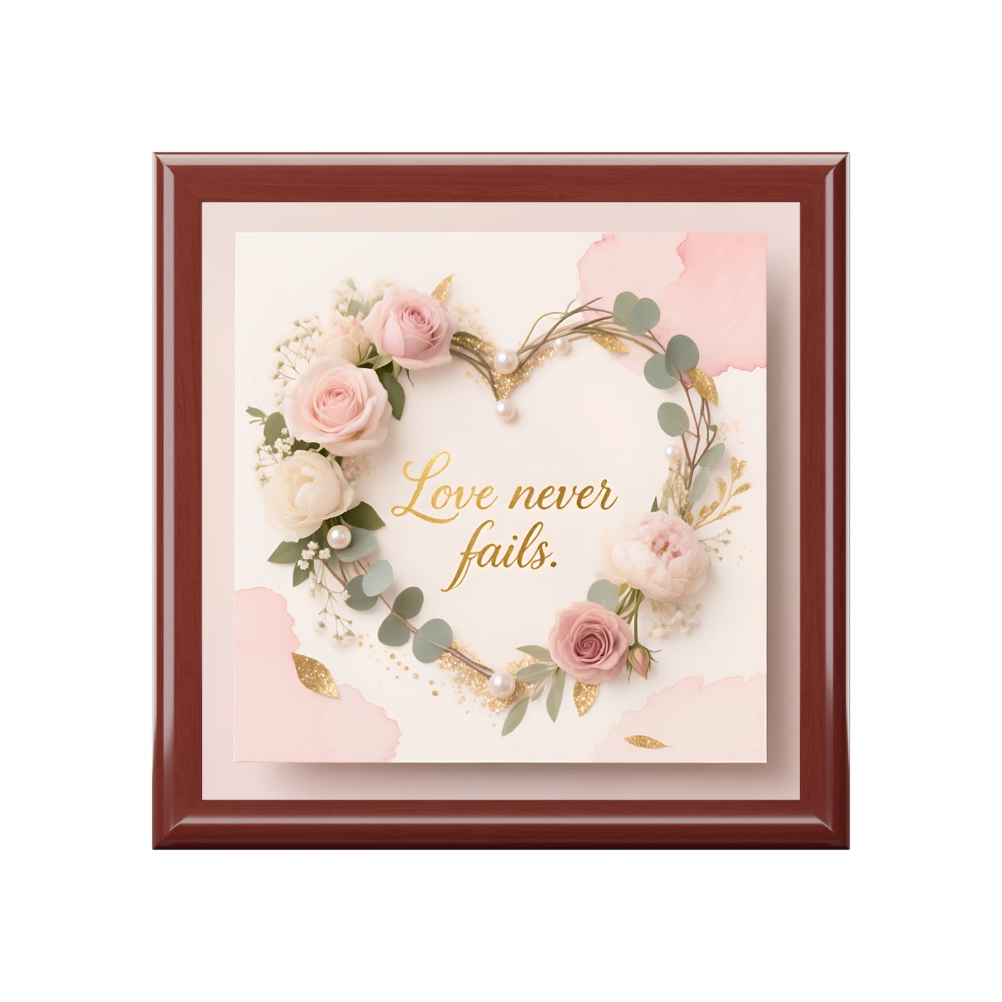 Jewelry Box - 'Love Never Fails' Floral Keepsake Box (Romantic Gift)