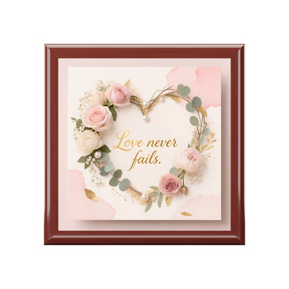 Jewelry Box - 'Love Never Fails' Floral Keepsake Box (Romantic Gift)