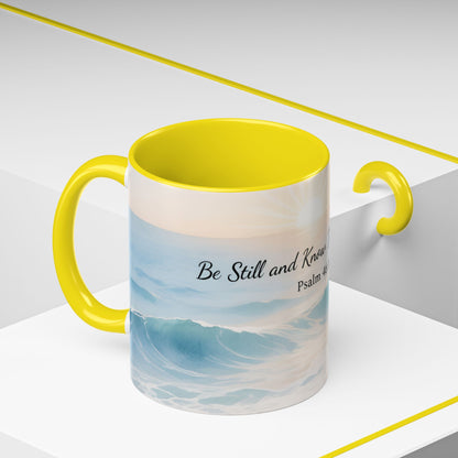 Psalm 46:10 Ocean Coffee Mug – "Be Still and Know That I Am God" Inspirational Ceramic