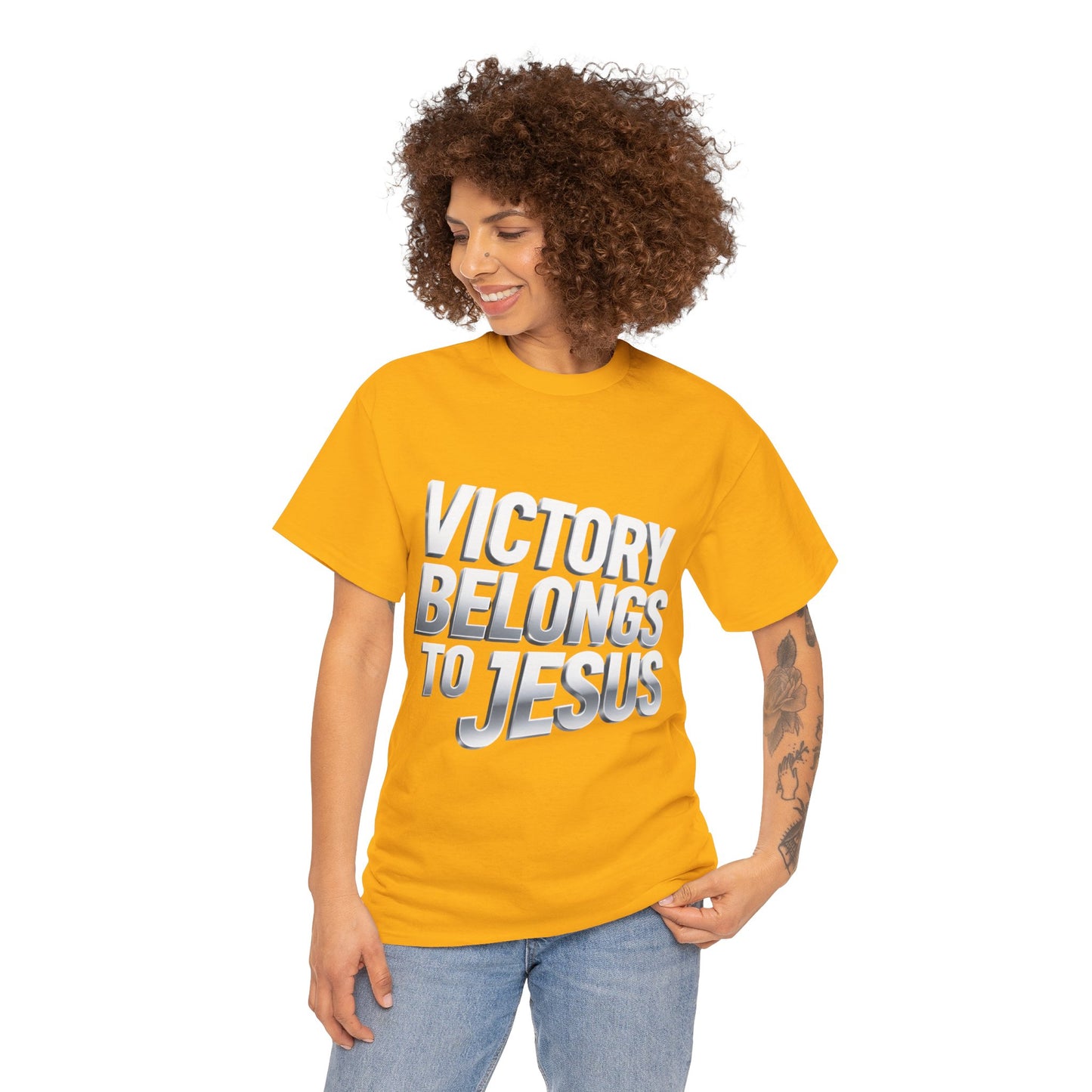 Victory Belongs to Jesus T-Shirt — Heavyweight Christian Faith Tee