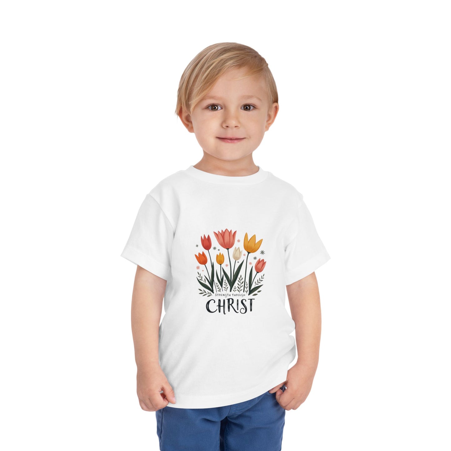 Cute Tulip Floral Christ Tee for Toddlers | Daily Faith Inspiration | Ideal Gift for Kids