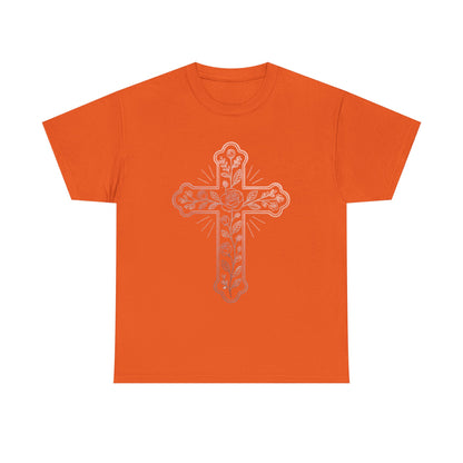 Floral Cross Tee – Delicate Pink Botanical Christian T-Shirt