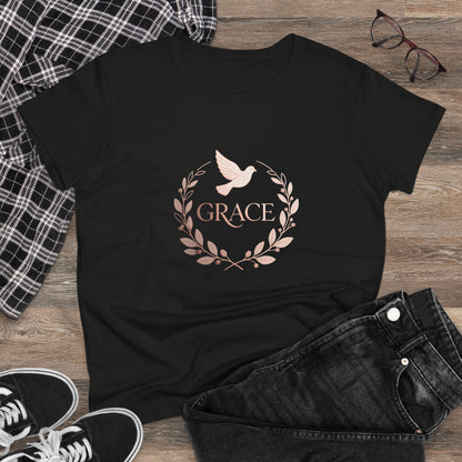Graceful Dove Wreath Tee — Women's Rose-Gold Reminder Tee