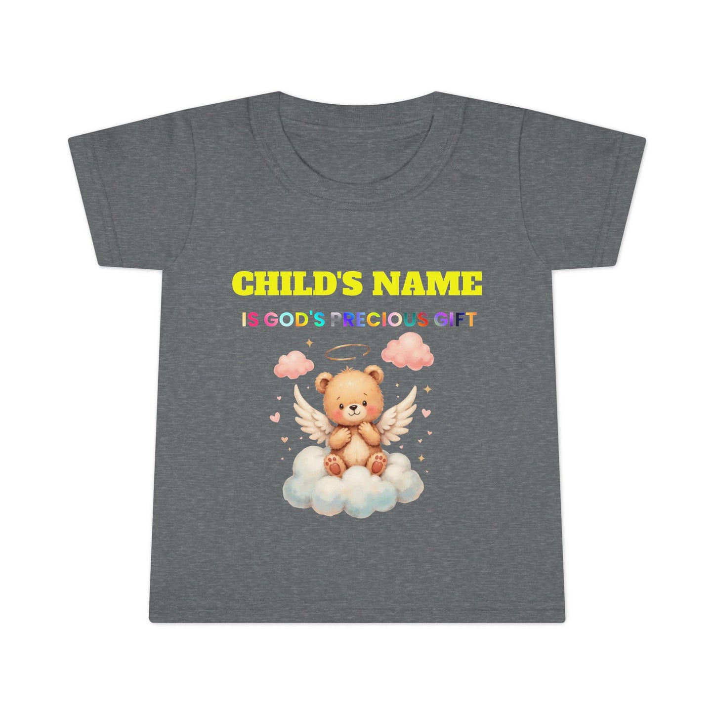 Toddler T-Shirt — Personalized "Child's Name Is God’s Precious Gift" Angel Bear Tee