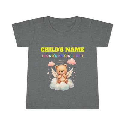 Toddler T-Shirt — Personalized "Child's Name Is God’s Precious Gift" Angel Bear Tee