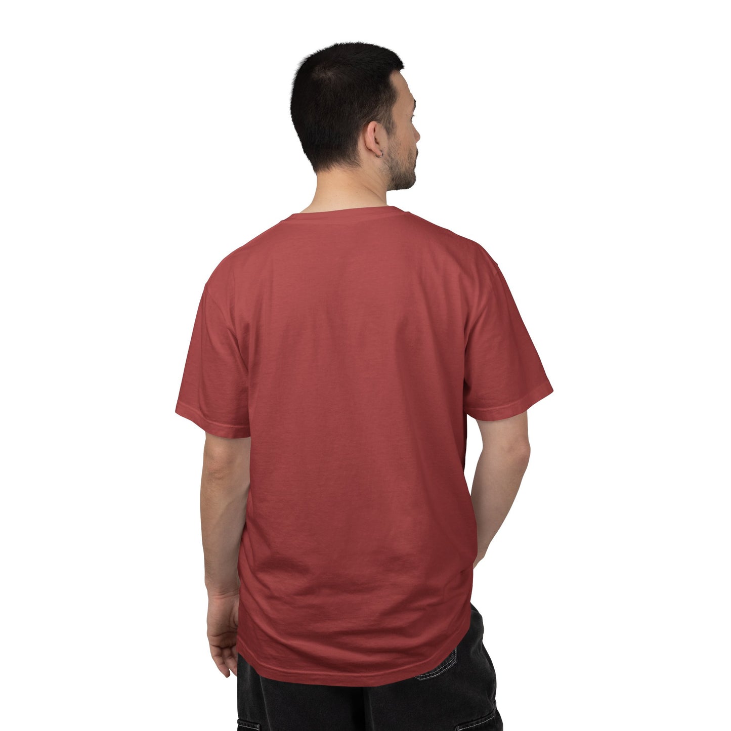 Garment-Dyed Statement Tee — Bold Single-Word Typographic Front