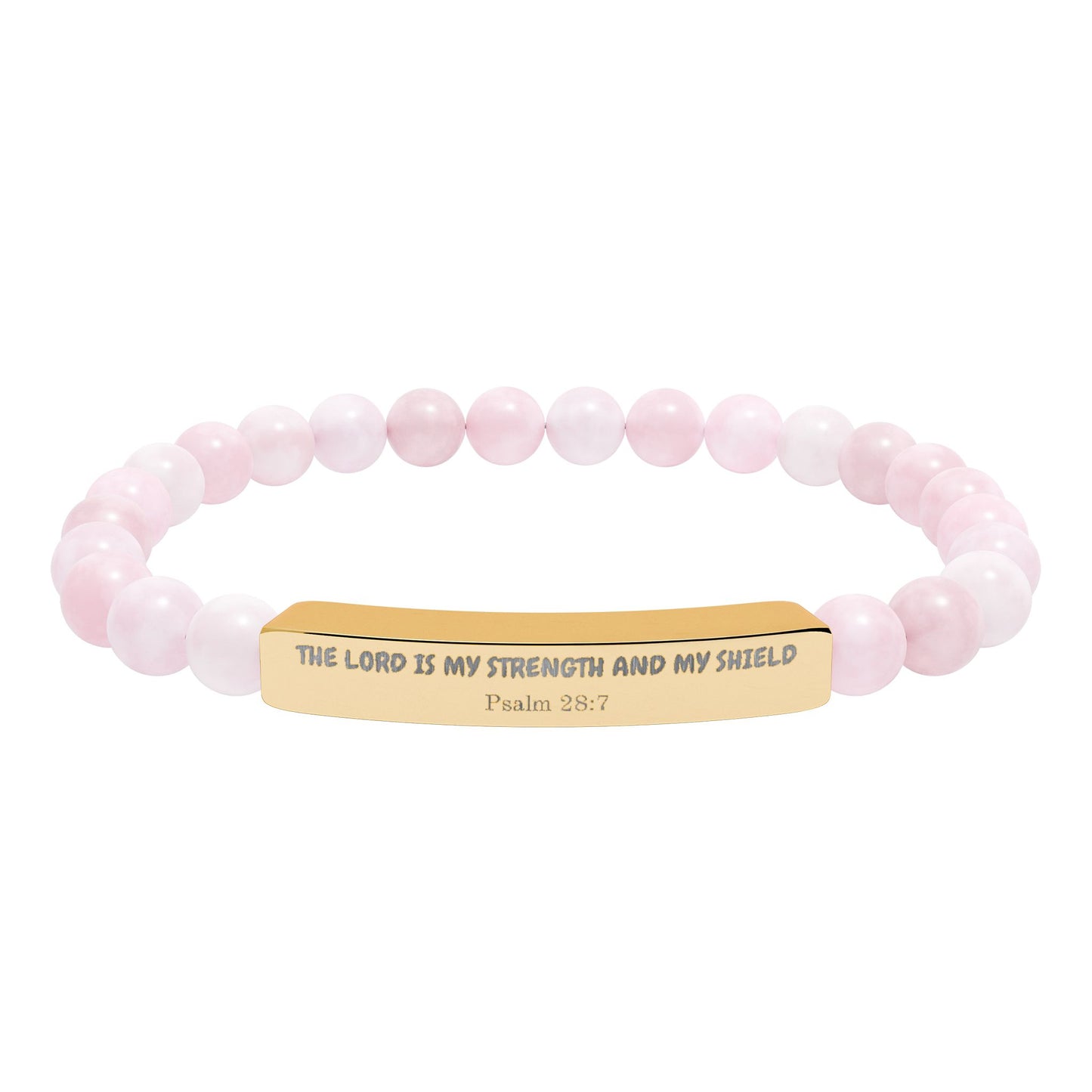 Engravable Natural Stone Bead Bracelet — Stretch Bar Gift