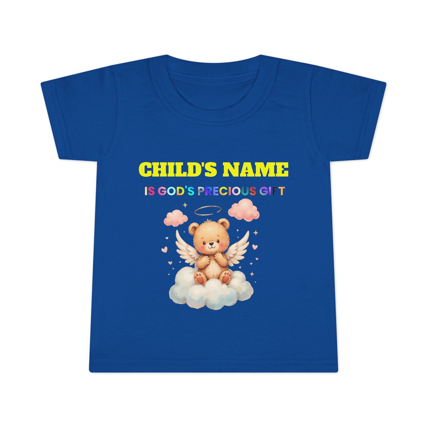 Toddler T-Shirt — Personalized "Child's Name Is God’s Precious Gift" Angel Bear Tee