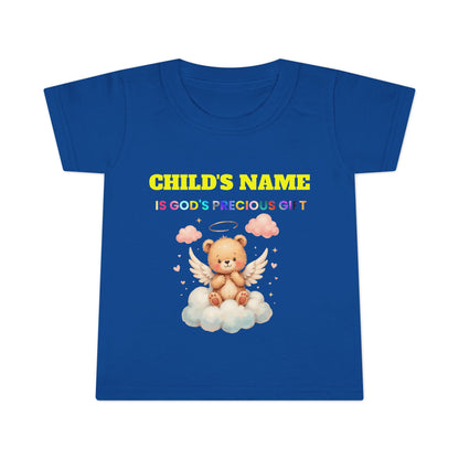 Toddler T-Shirt — Personalized "Child's Name Is God’s Precious Gift" Angel Bear Tee