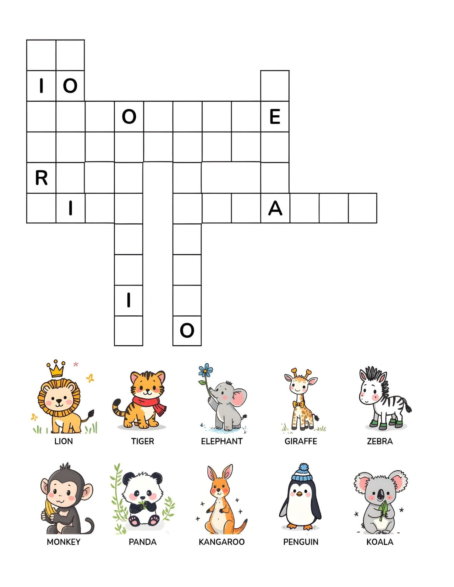 Wild Word Safari Crossword Puzzle 25+ crossword puzzles Large, Easy-To-Read layout | Explore the Animal Kingdom One Clue at a Time 8.5x11 Digital Download