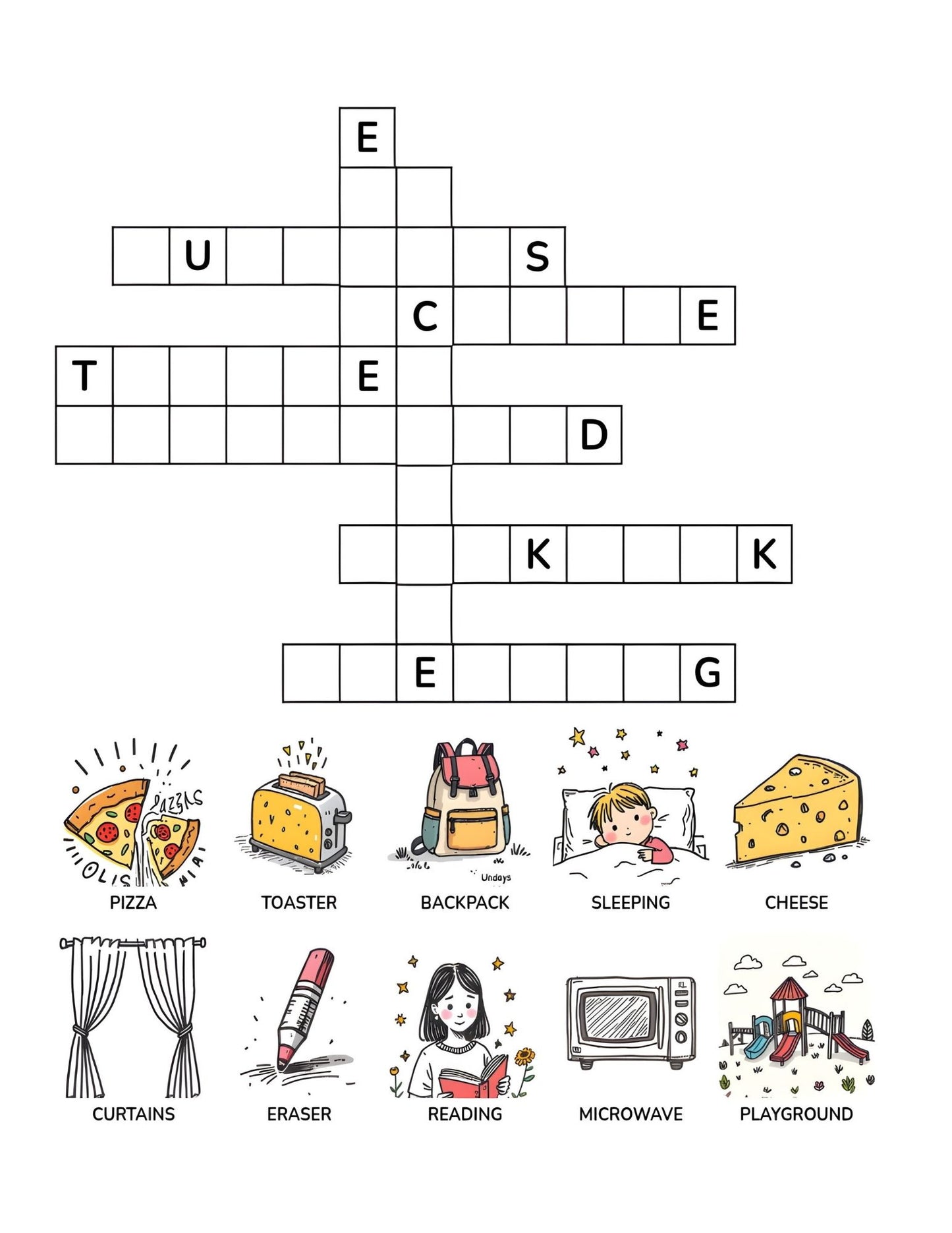Everyday Words Crossword Book for Kids | 25+ crossword puzzles | Large, easy-to-read layout (8.5 x 11 inches) | PDF File Digital Download