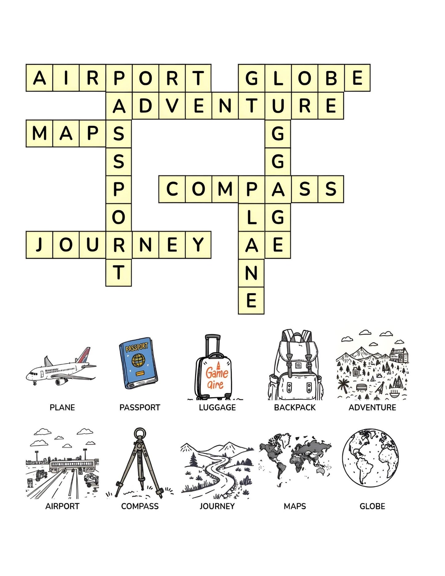 Around the World Crossword Adventure for Kids | 25+ crossword puzzles | Large, easy-to-read layout (8.5 x 11 inches) | PDF File | Digital Download