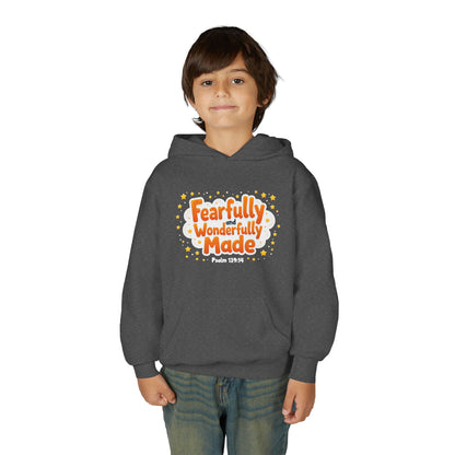 Youth Hoodie — "Fearfully & Wonderfully Made" Christian Kids Sweatshirt (Psalm 139:14)