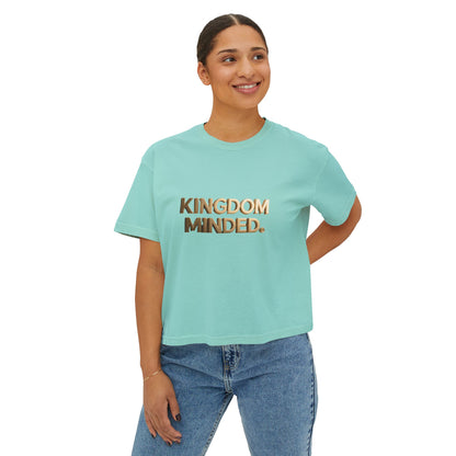 Kingdom Minded Boxy Tee — Women's Faith-Inspired Cropped T-Shirt