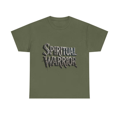 Spiritual Warrior T-Shirt — Gothic Lettering Faith & Strength Tee