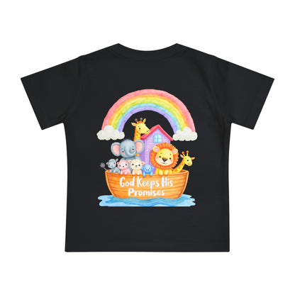 Baby T-Shirt — "God Keeps His Promises" Noah's Ark Rainbow Design