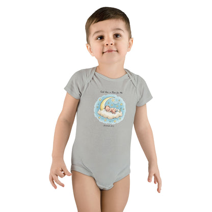 Baby Onesie - 'God Has a Plan for Me' Sleeping Moon Newborn Bodysuit