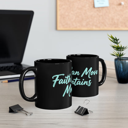 Keep Going Black Ceramic Mug — Aqua Script Inspirational Coffee Cup (11oz & 15oz)