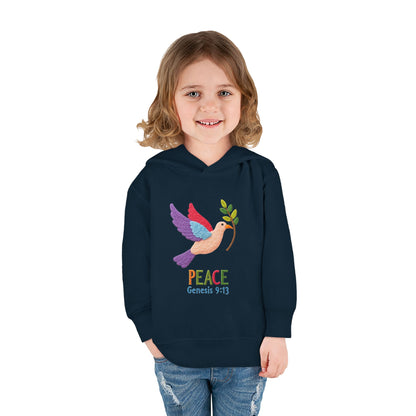Toddler Hoodie — Colorful Peace Dove with Olive Branch & “PEACE Genesis 9:13”