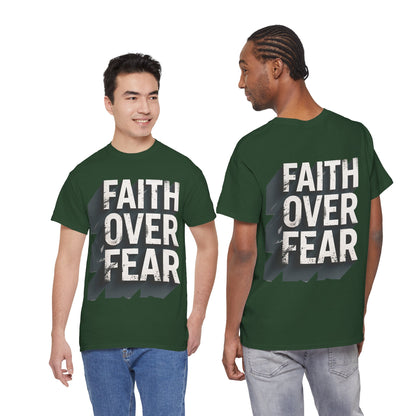 Faith Over Fear Cotton Tee — Distressed Inspirational Graphic
